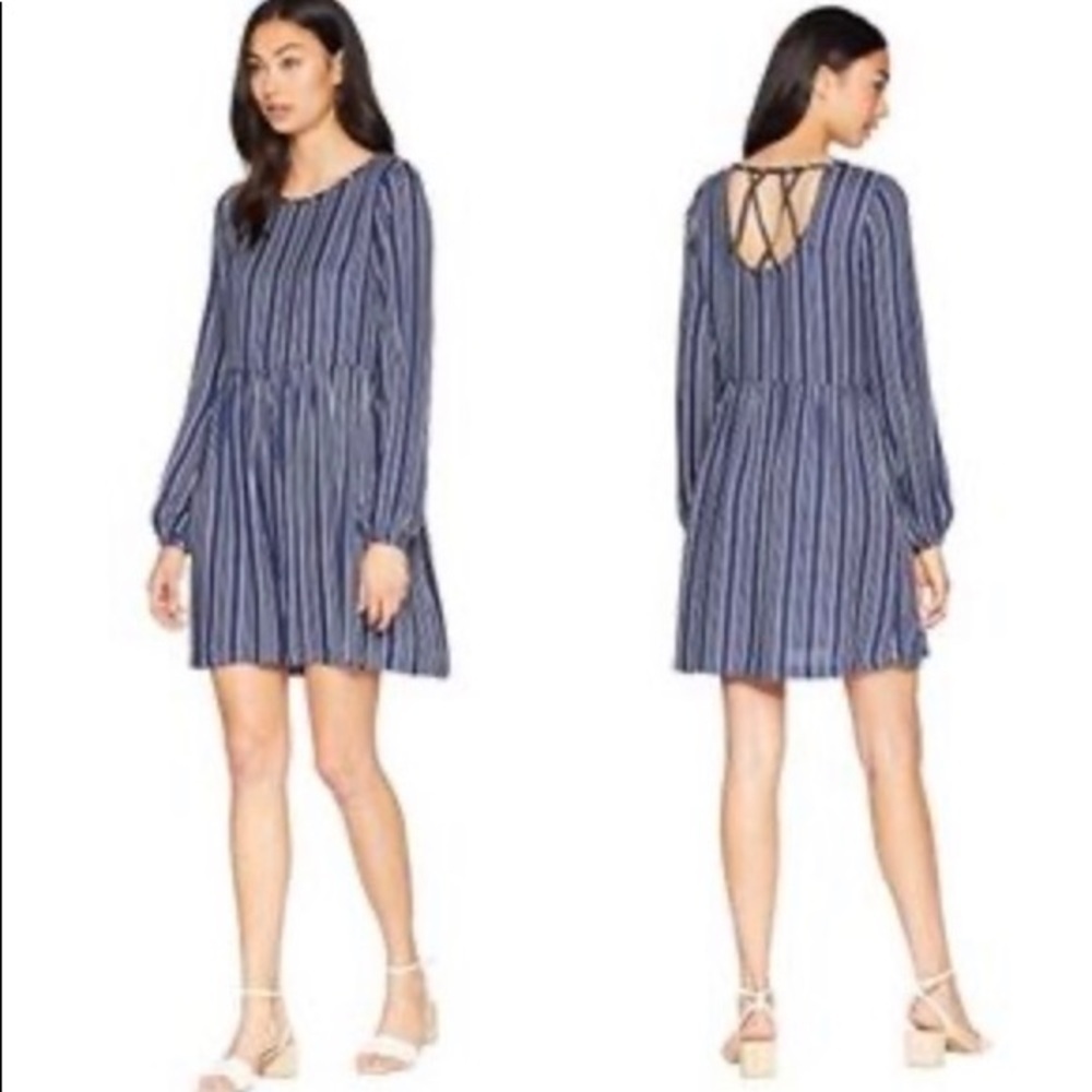 Roxy Highland Escape Striped Long Sleeve Dress Open Back Size 6